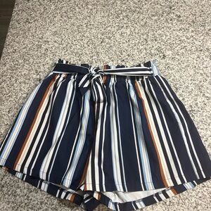 Striped Women's Shorts - Blue, White, Orange